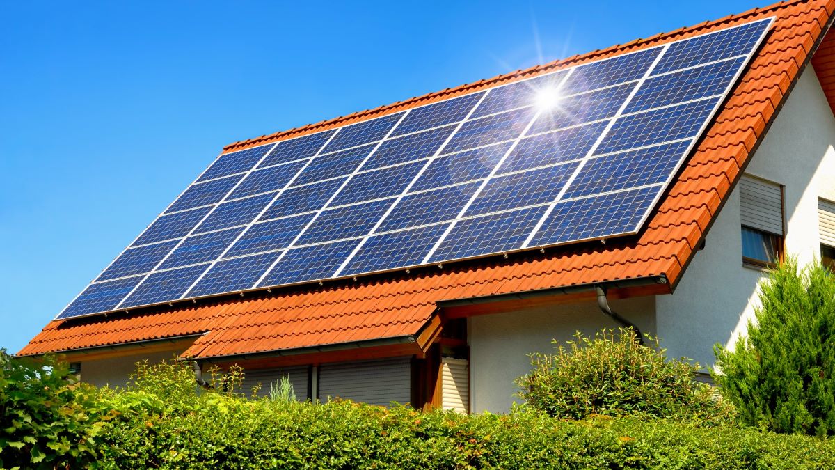 Solar panels on a rooftop